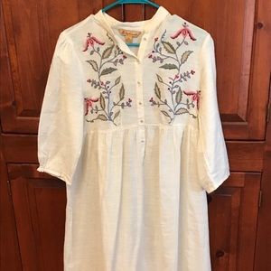 White gauze dress with embroidery